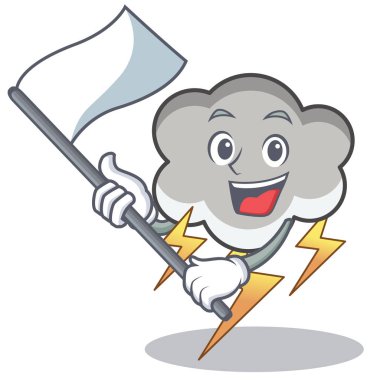 Bayrak gök gürültüsü bulut karakter karikatür ile