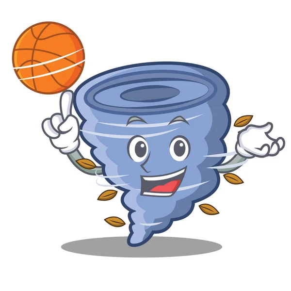 Mit Basketball Tornado Charakter Cartoon-Stil — Stockvektor