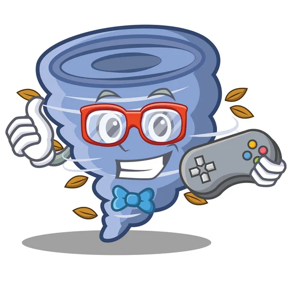 Gamer tornado cartoon tekenstijl — Stockvector