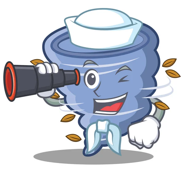 Denizci dürbün kasırga karakter karikatür tarzı ile