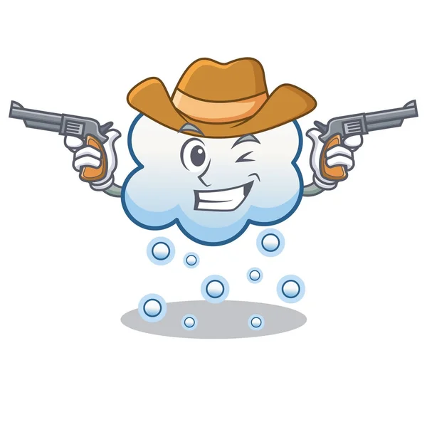 Caricatura de personaje de nube de nieve vaquero — Vector de stock