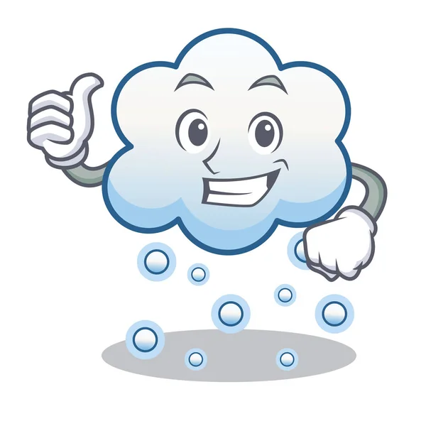 Pulgares encima de la nube de nieve personaje de dibujos animados — Vector de stock