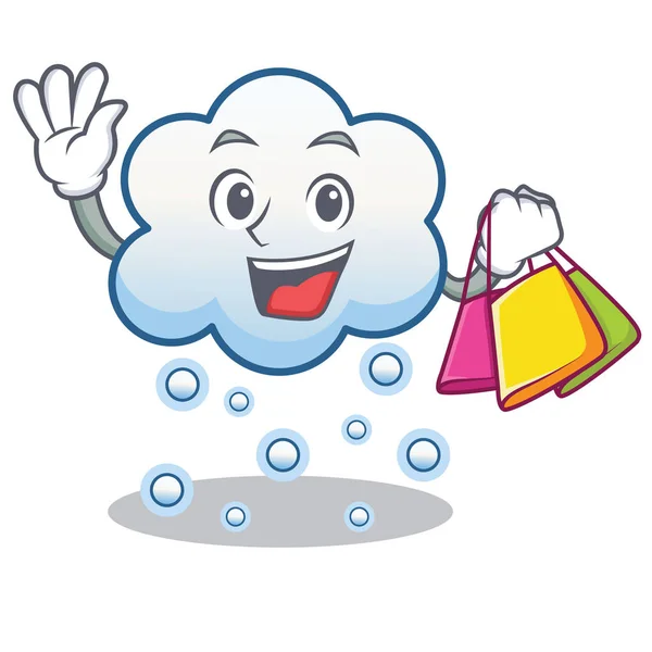 Compras nuvem de neve personagem cartoon — Vetor de Stock