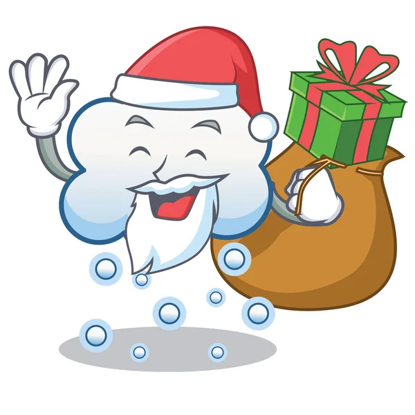 Père Noël avec cadeau nuage de neige personnage dessin animé — Image vectorielle