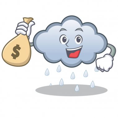 Para çantası yağmur bulutu karakter karikatür