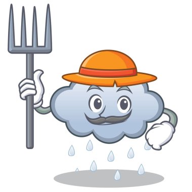 Çiftçi yağmur bulutu karakter karikatür