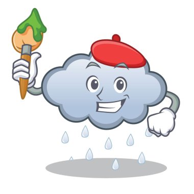 Sanatçı yağmur bulutu karakter karikatür