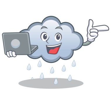 Dizüstü yağmur bulutu karakter karikatür ile
