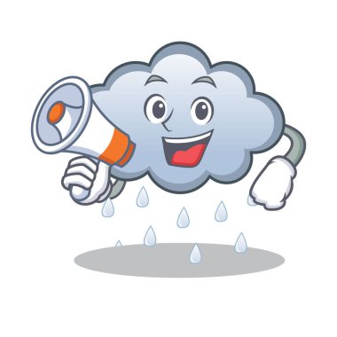 Megafon yağmur bulutu karakter karikatür ile