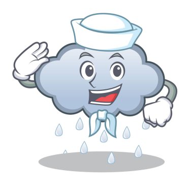 Denizci yağmur bulutu karakter karikatür