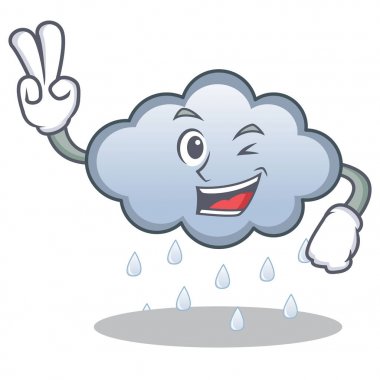 İki parmak yağmur bulutu karakter karikatür