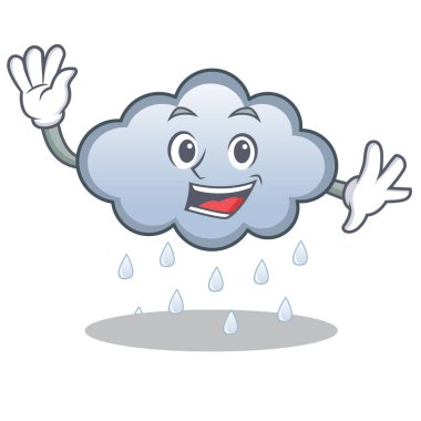 Yağmur bulutu karakter karikatür sallayarak