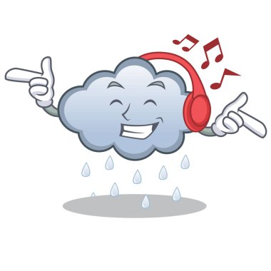 Dinleme müzik yağmur bulutu karakter karikatür