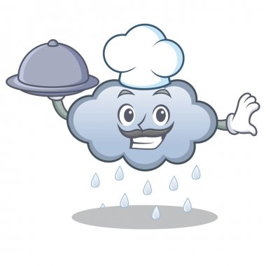 Şef gıda yağmur bulutu karakter karikatür ile