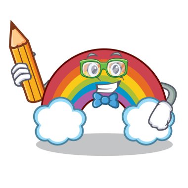 Öğrenci renkli gökkuşağı karakter karikatür