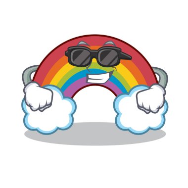 Süper cool renkli gökkuşağı karakter karikatür