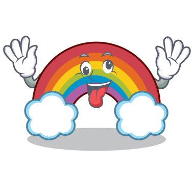 Çılgın renkli gökkuşağı karakter karikatür