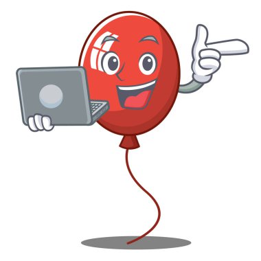 Dizüstü balon karakter karikatür tarzı ile