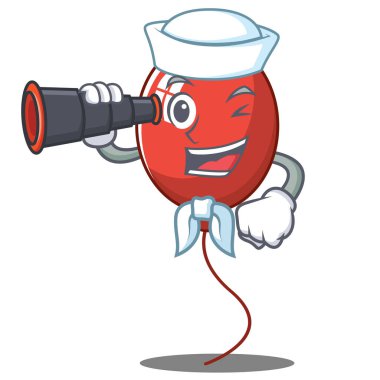 Denizci dürbün balon karakter karikatür tarzı ile