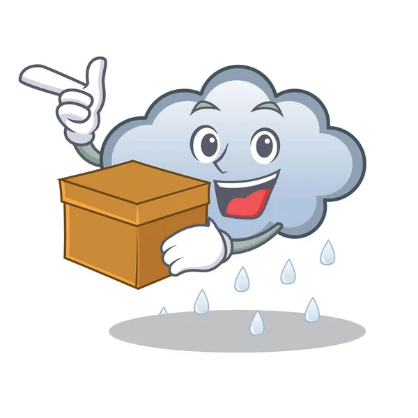 Mit Box Regen Wolke Charakter Cartoon — Stockvektor