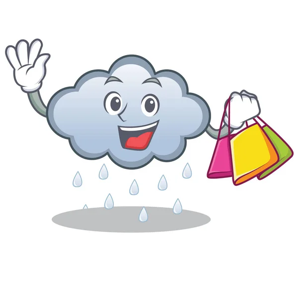 Shopping rain cloud character cartoon — Stock Vector