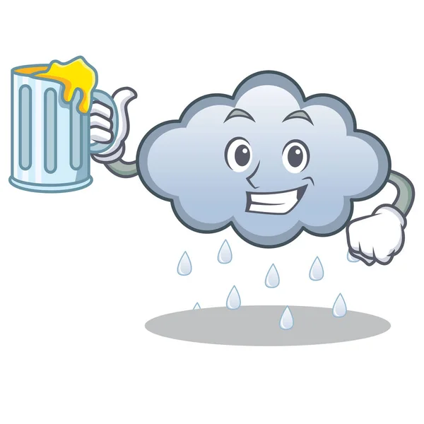 Suyu yağmur bulutu karakter karikatür ile — Stok Vektör