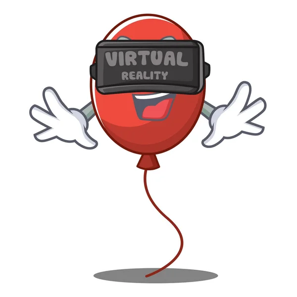 Com estilo de desenho animado de personagem de balão de realidade virtual — Vetor de Stock