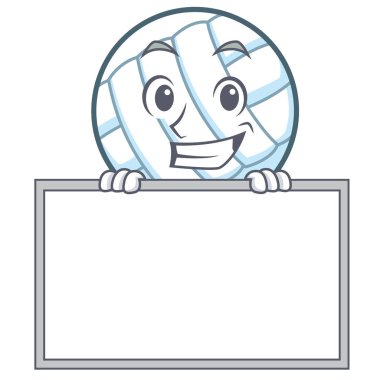 Yönetim Kurulu voleybolu top karakter karikatür ile sırıtarak