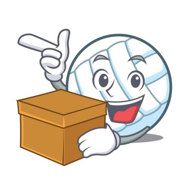 Kutusu voleybolu top karakter karikatür ile