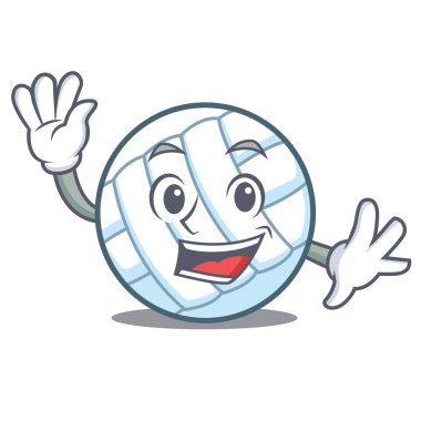 Voleybolu top karakter karikatür sallayarak