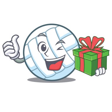 Hediye voleybolu top karakter karikatür ile