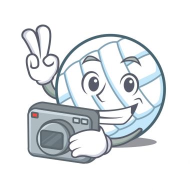 Fotoğrafçı voleybolu top karakter karikatür