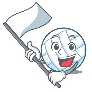 Bayrak voleybolu top karakter karikatür ile