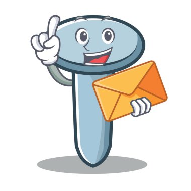 Zarf ile karakter karikatür tarzı çivi