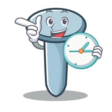 Saati ile karakter karikatür tarzı çivi