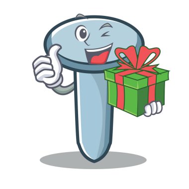 Hediye ile karakter karikatür tarzı çivi