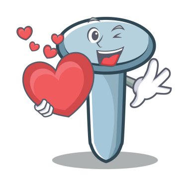 Kalp ile karakter karikatür tarzı çivi