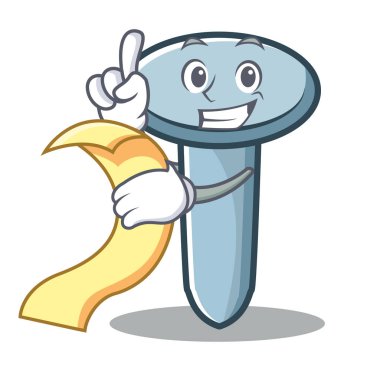 Menü ile karakter karikatür tarzı çivi