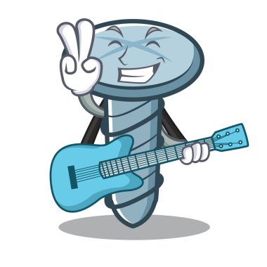 Gitar vida karakter karikatür tarzı ile
