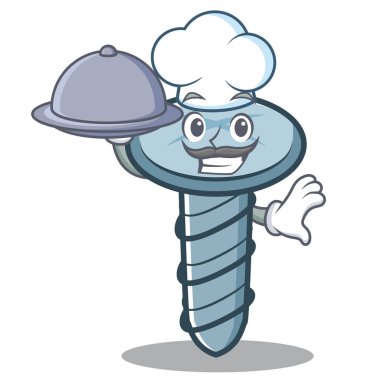 Şef yemek vida karakter karikatür tarzı ile