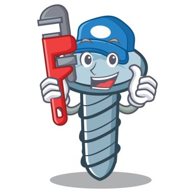Tesisatçı vida karakter karikatür tarzı