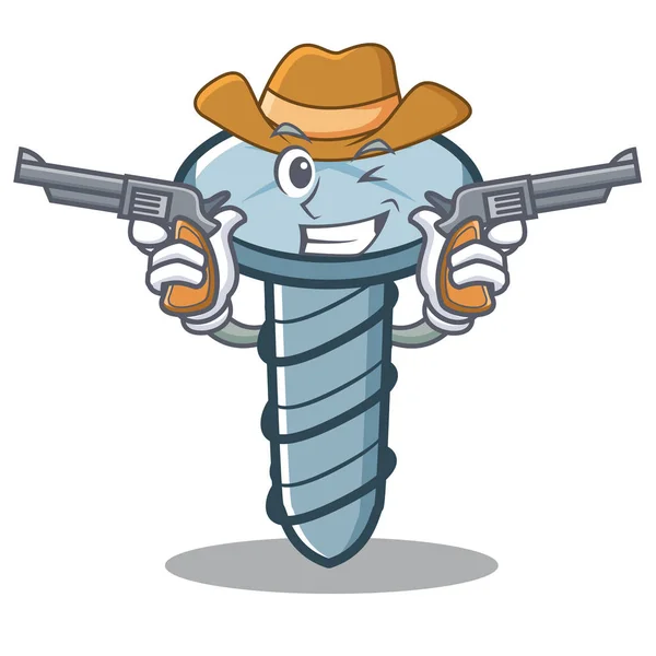 Cowboy Schraube Charakter Cartoon-Stil — Stockvektor