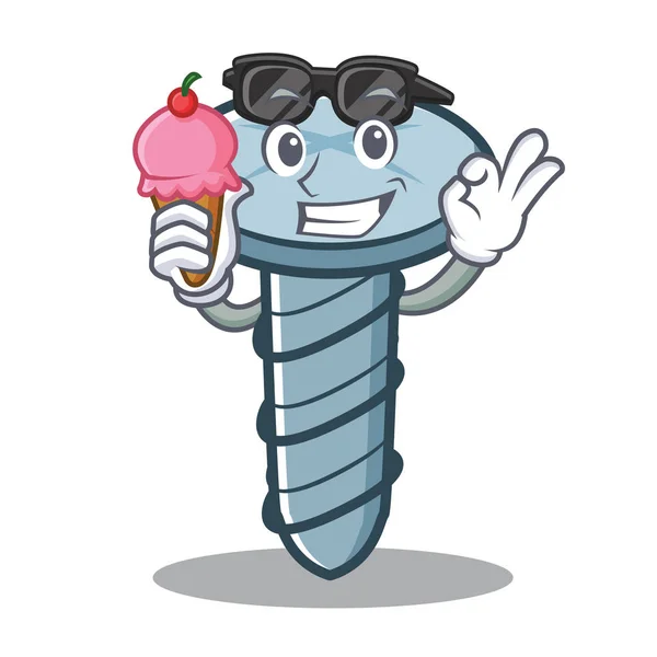 与冰淇淋螺杆字符卡通风格 — 图库矢量图片