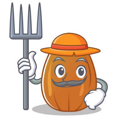 Çiftçi badem fındık karakter karikatür