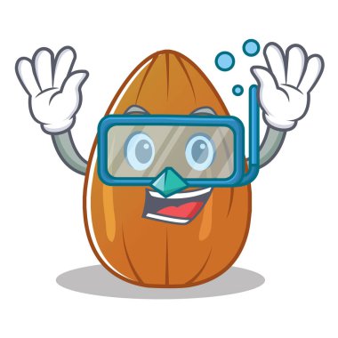 Badem fındık karakter karikatür dalış