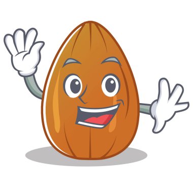 Badem fındık karakter karikatür sallayarak