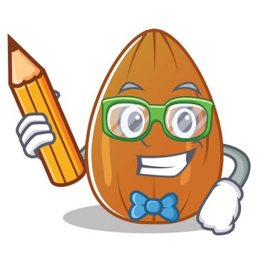 Öğrenci badem fındık karakter karikatür