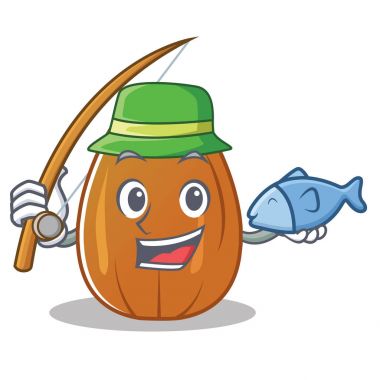 Balık tutma badem fındık karakter karikatür