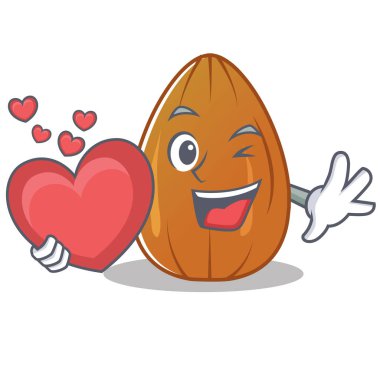 Kalp badem fındık karakter karikatür ile