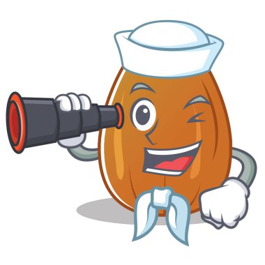 Denizci dürbün badem fındık karakter karikatür ile